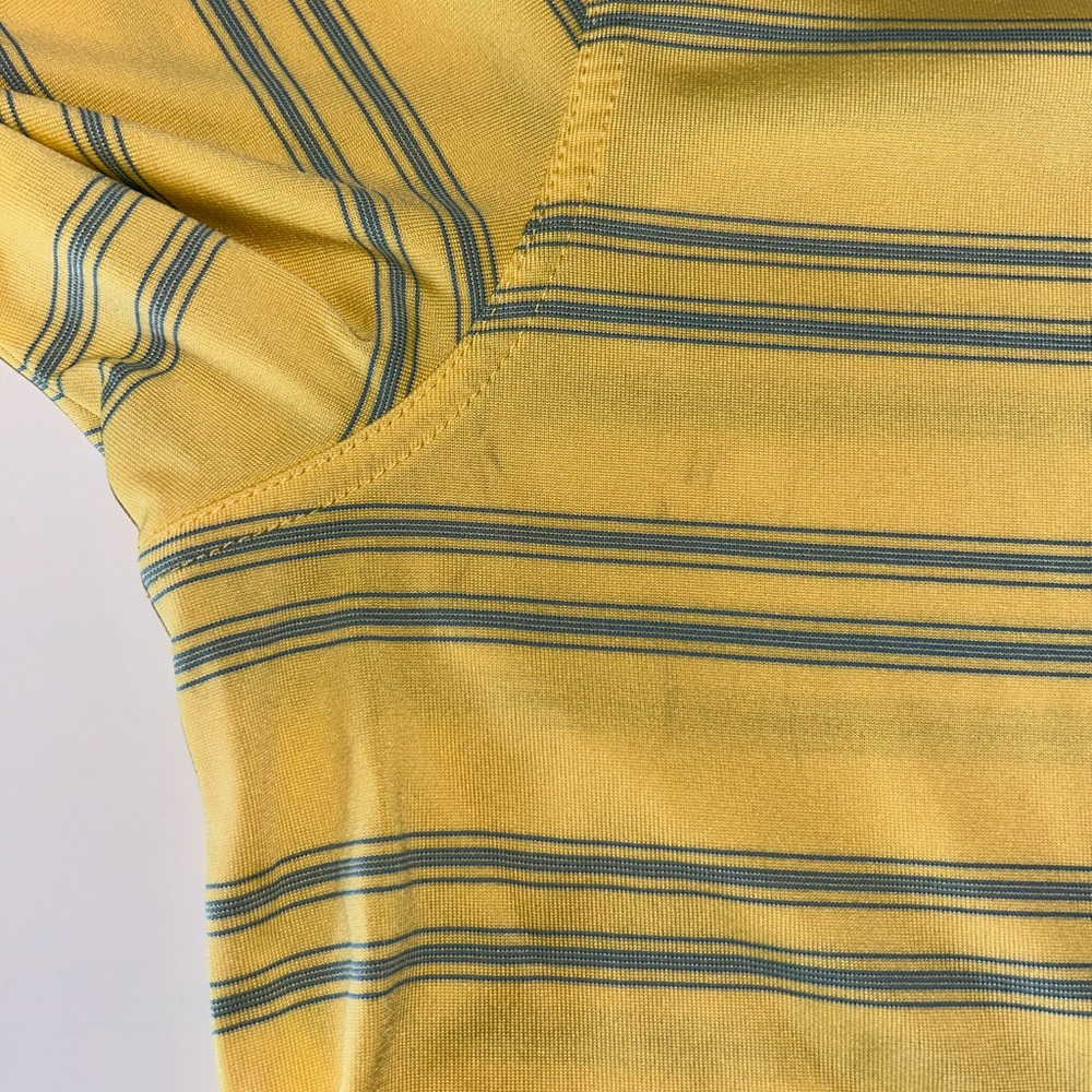 Masters Performance men’s yellow blue stripe short sleeve polo size Medium - Picture 5 of 11